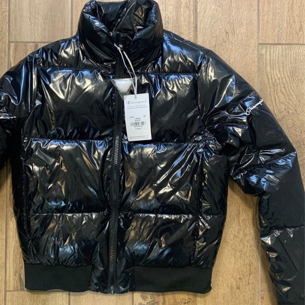 Champion Outdoor Tech Fill Puffer Jacket Metallic Black 112341 Women’s L NEW